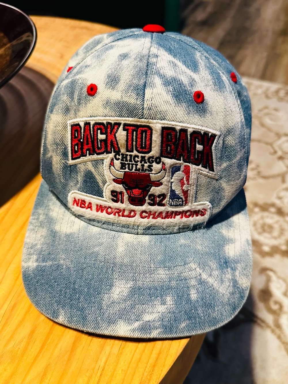 Chicago Bulls Back to Back Denim Acid Wash Mitchell & Ness Hat Snapback Cap Men